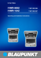 Blaupunkt IVMR-9002 - Owners Manual